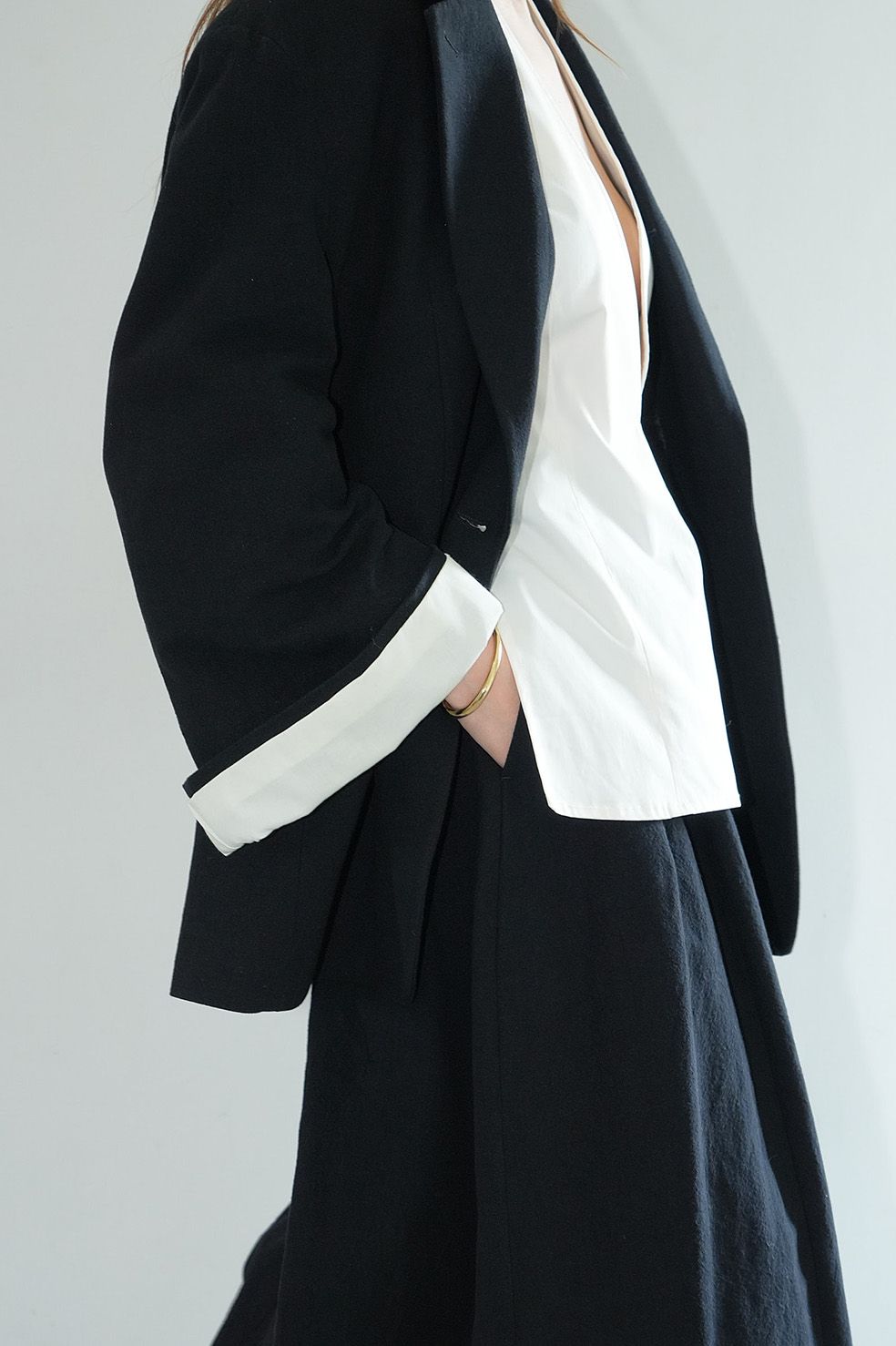 CLANE - LOOSE BELL SLEEVE JACKET- BLACK - ルーズベルスリーブ