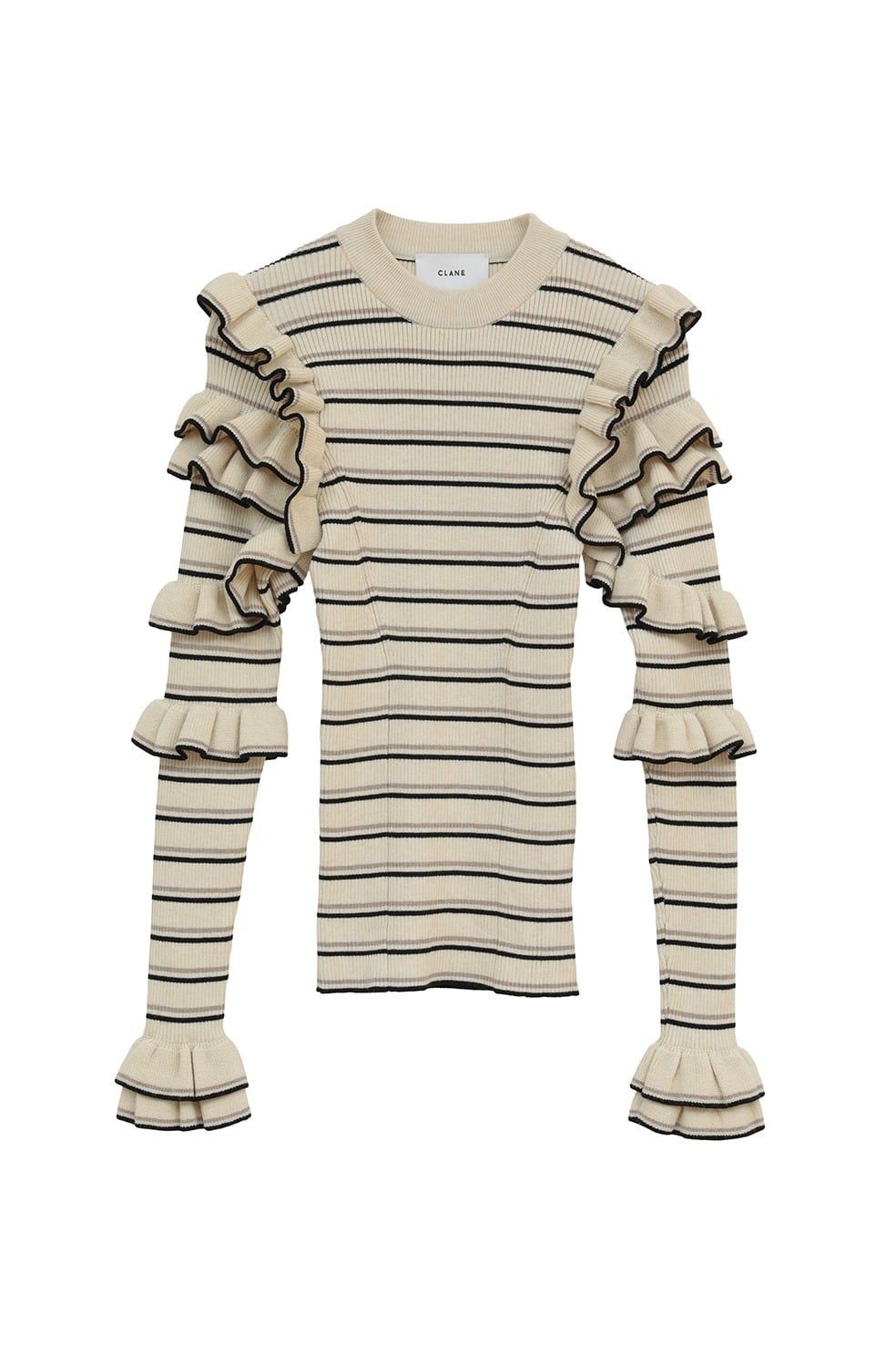 CLANE - フリルスリーブニットトップス - FRILL SLEEVE KNIT TOPS