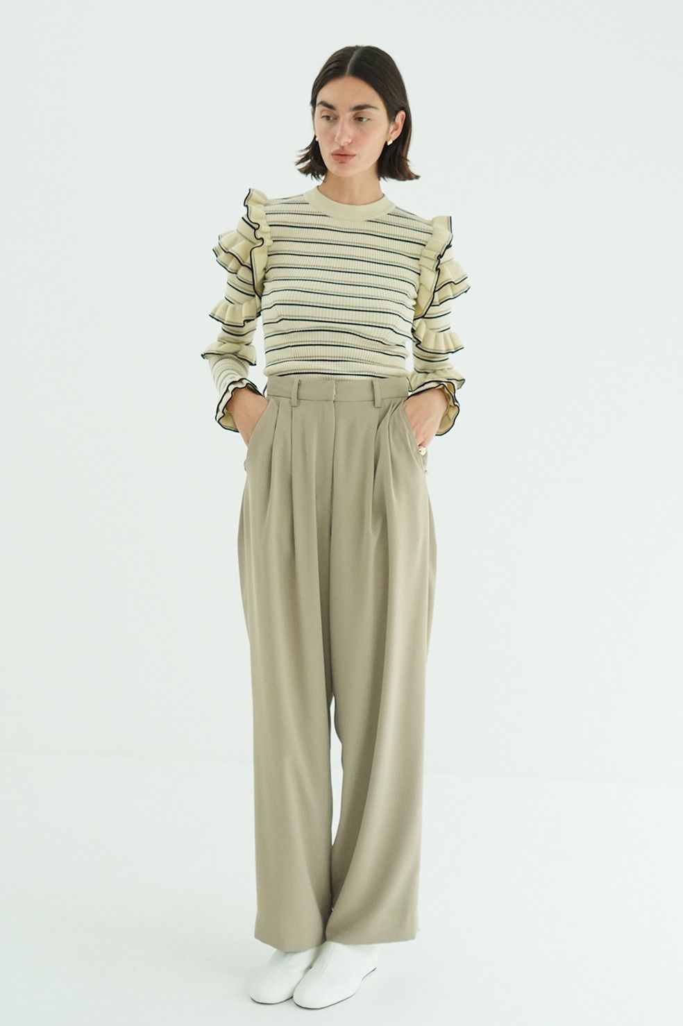 CLANE - フリルスリーブニットトップス - FRILL SLEEVE KNIT TOPS