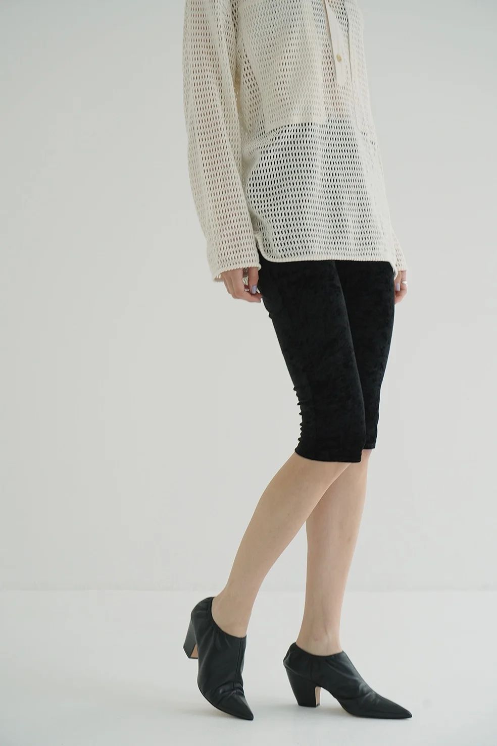 CLANE - ベロアカプリパンツ - VELOUR CAPRI PANTS BLACK | ADDICT WEB