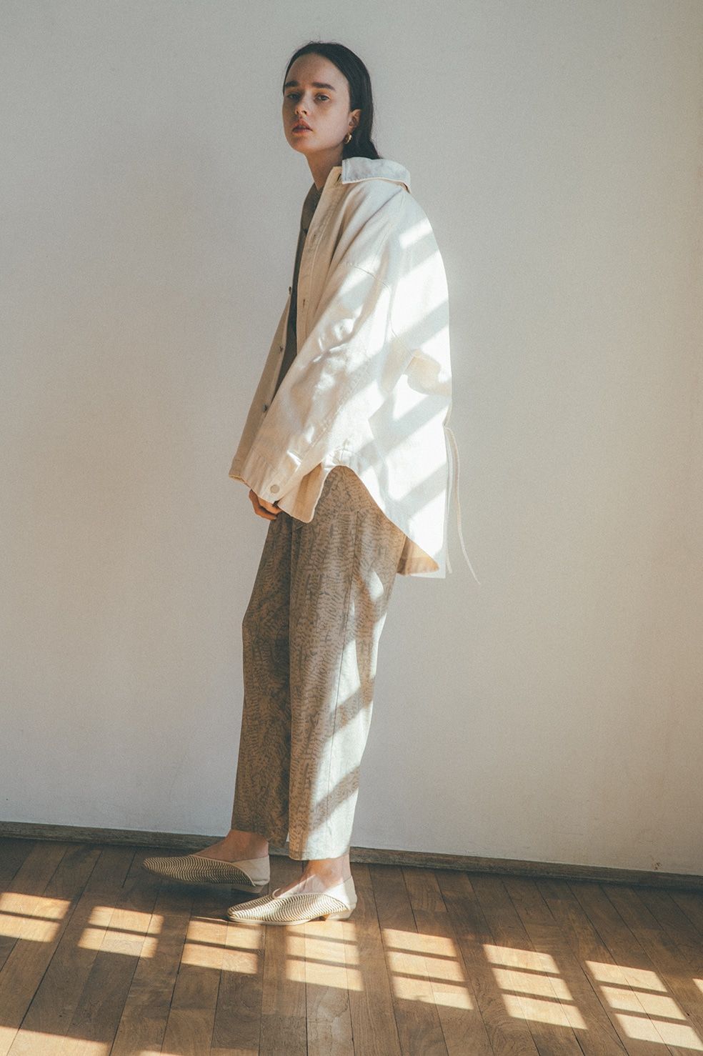 CLANE - デニムカバーオール - BACK SQUEEZE DENIM JACKET - WHITE