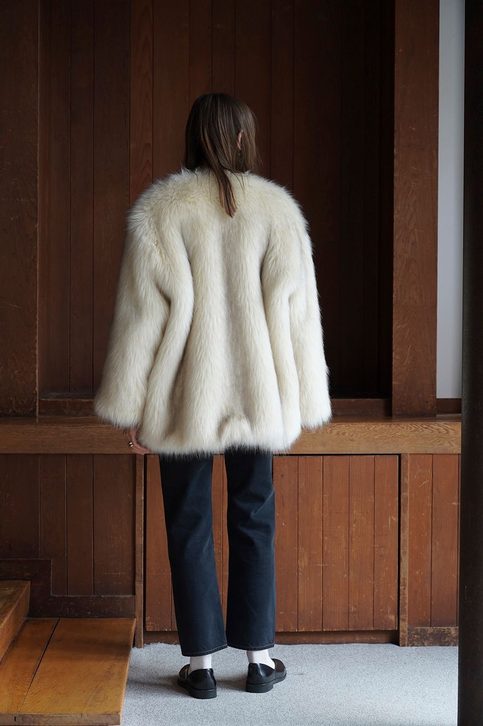 CLANE - ノーカラー ボリューム エコファーコート - NO COLLAR VOLUME