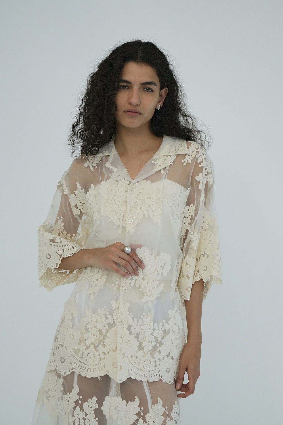 CLANE - シアーフラワーレースシャツ | SHEER FLOWER LACE SHIRTS