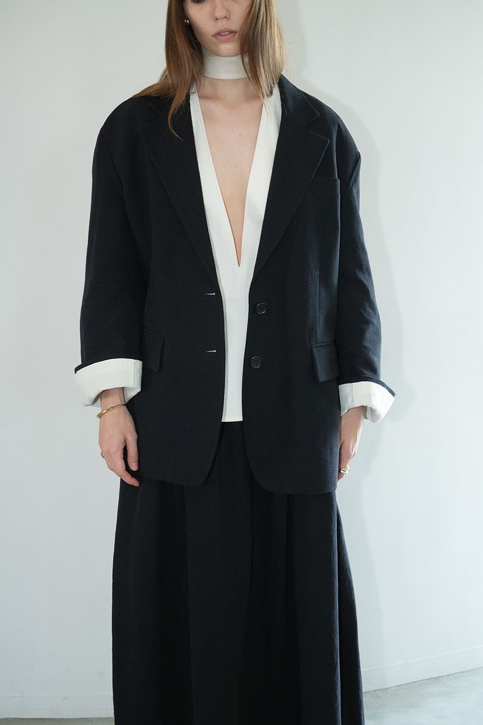 CLANE - LOOSE BELL SLEEVE JACKET- BLACK - ルーズベルスリーブ
