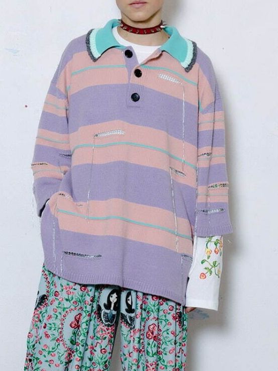 KIDILL - オーバーサイズ ポロニット - OVERSIZED BORDER POLO KNIT