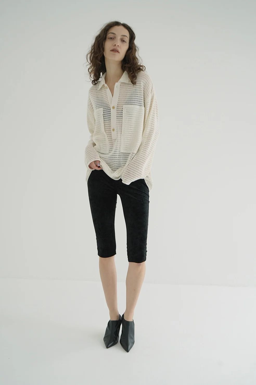 CLANE - ベロアカプリパンツ - VELOUR CAPRI PANTS BLACK | ADDICT WEB