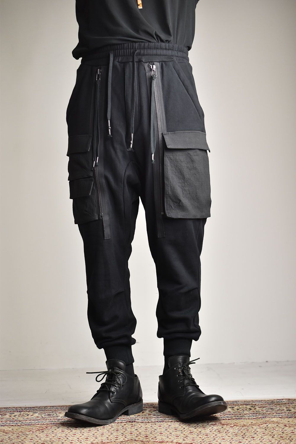 D.HYGEN - Non-ply Yarn Lined Drop Crotch Cargo Wide Jogger Pants