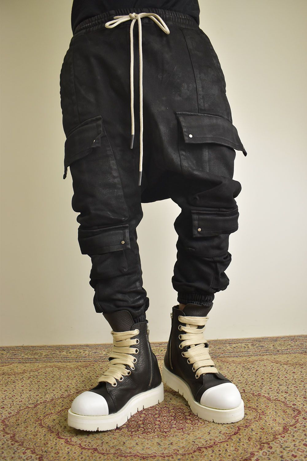 A.F ARTEFACT - Coating Bonding Sarouel Cargo Jogger Denim