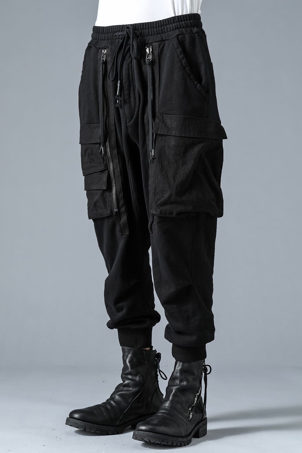 D.HYGEN - Non-ply Yarn Lined Drop Crotch Cargo Wide Jogger Pants