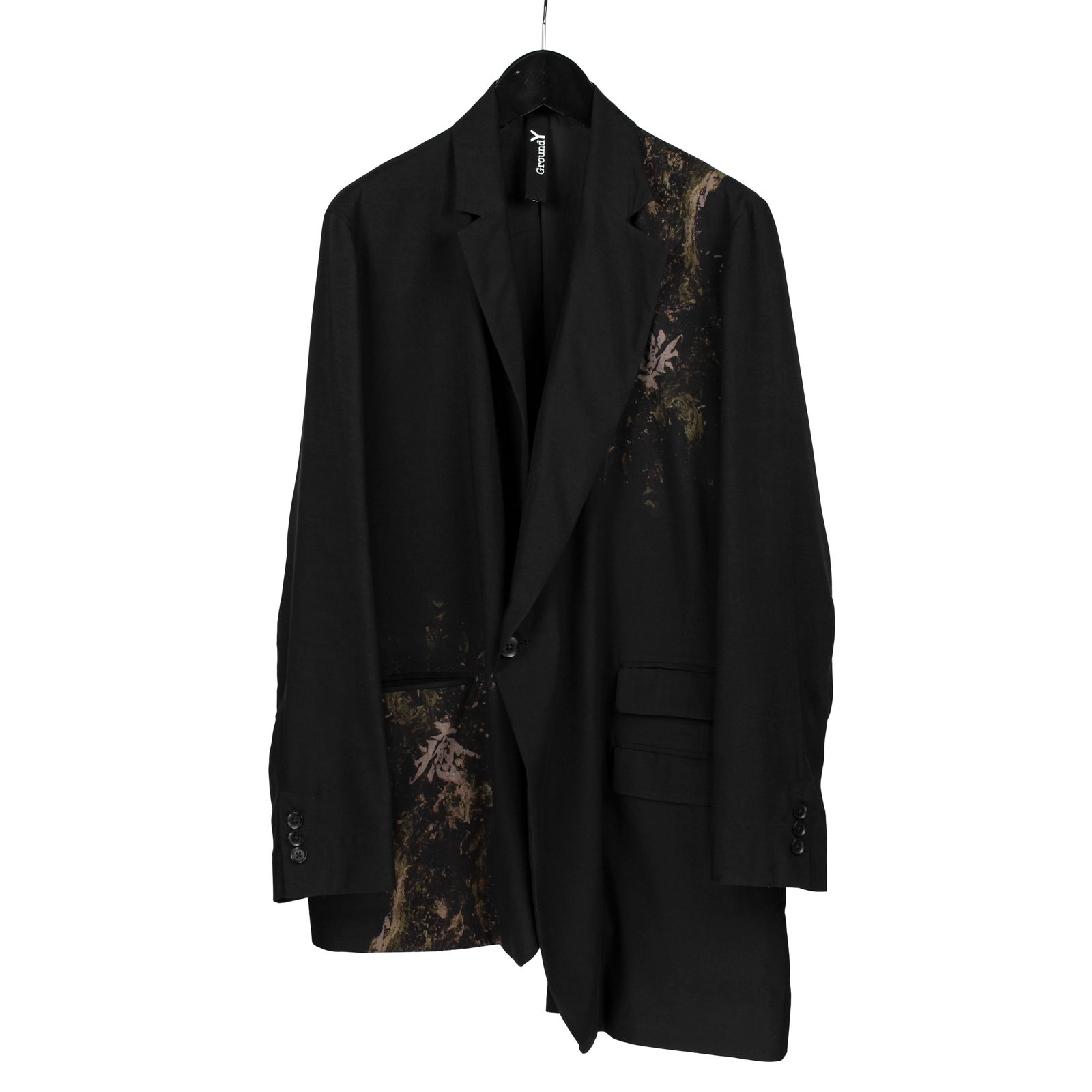 岸*也様 Ground Y - Rayon Twill Asymmetry Ja Ground Y - <武田双雲> Rayon twill Asymmetry jacket type1 / GE-J01