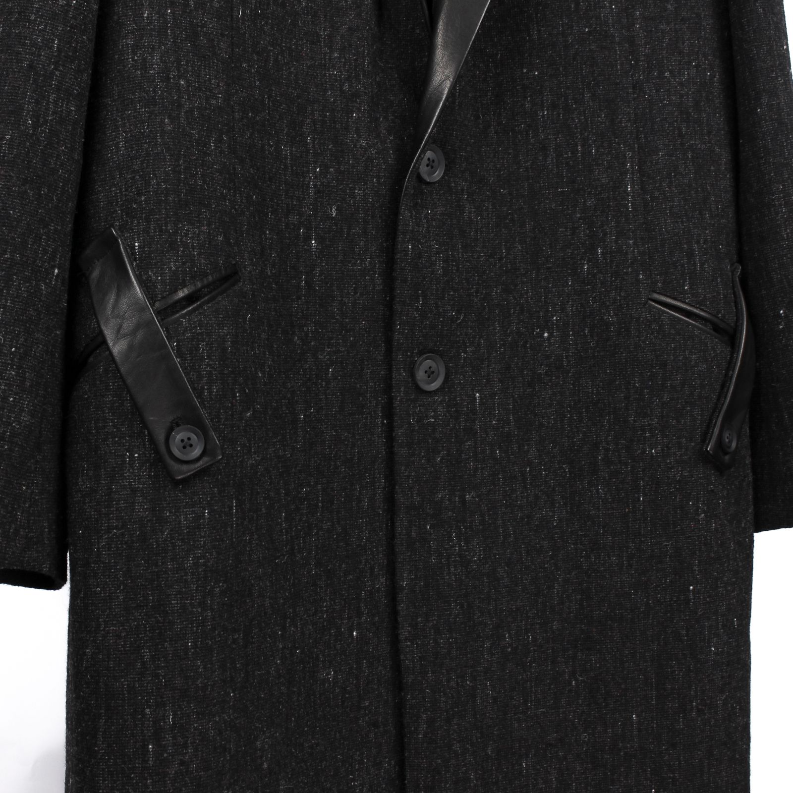 yohji yamamoto - pour homme | レザー切替・衿釦止めJ / ジャケット