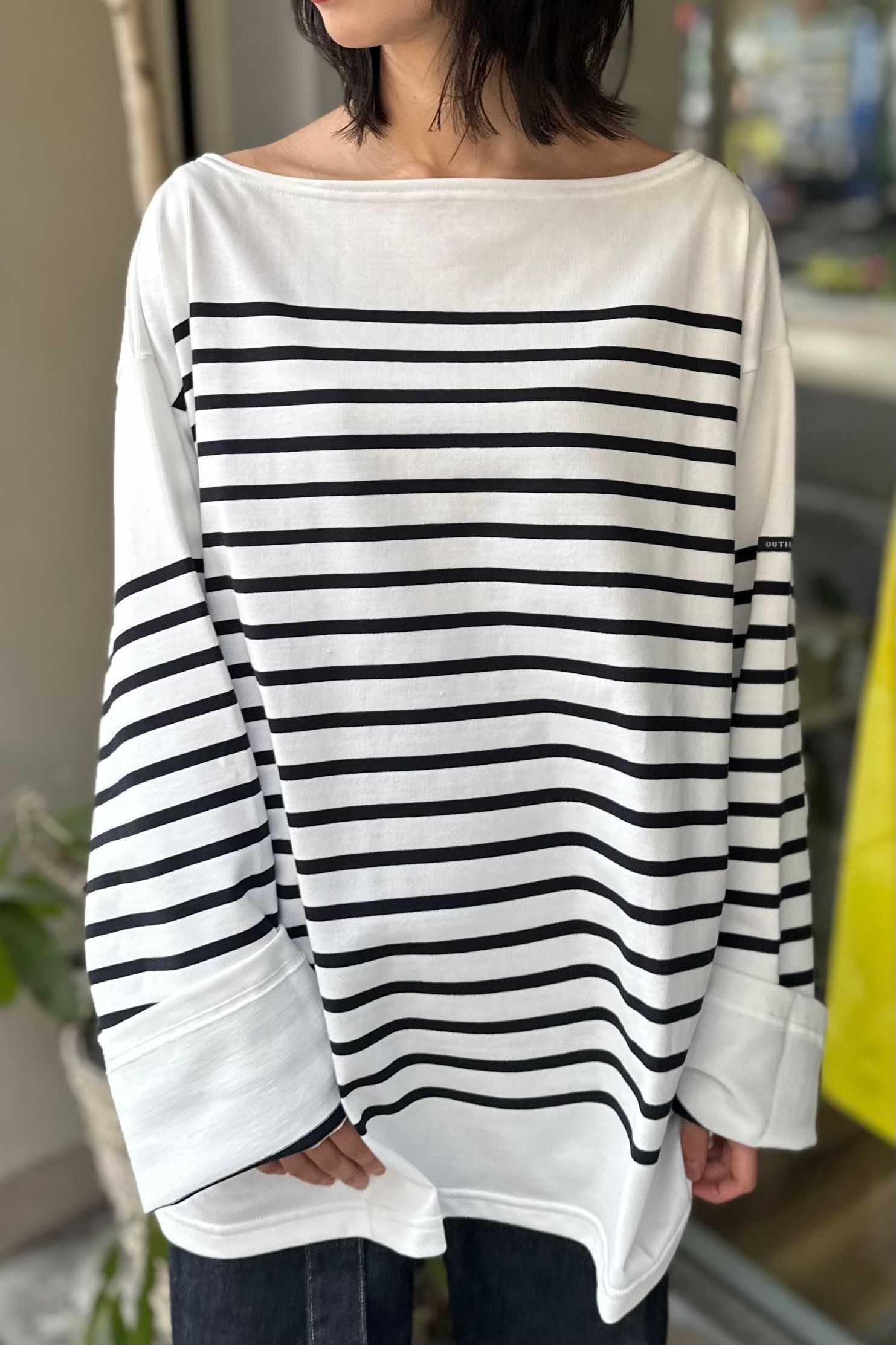 OUTIL × LECHOPPE 別注 バスクボーダーシャツ 黒 白 1 OUTIL