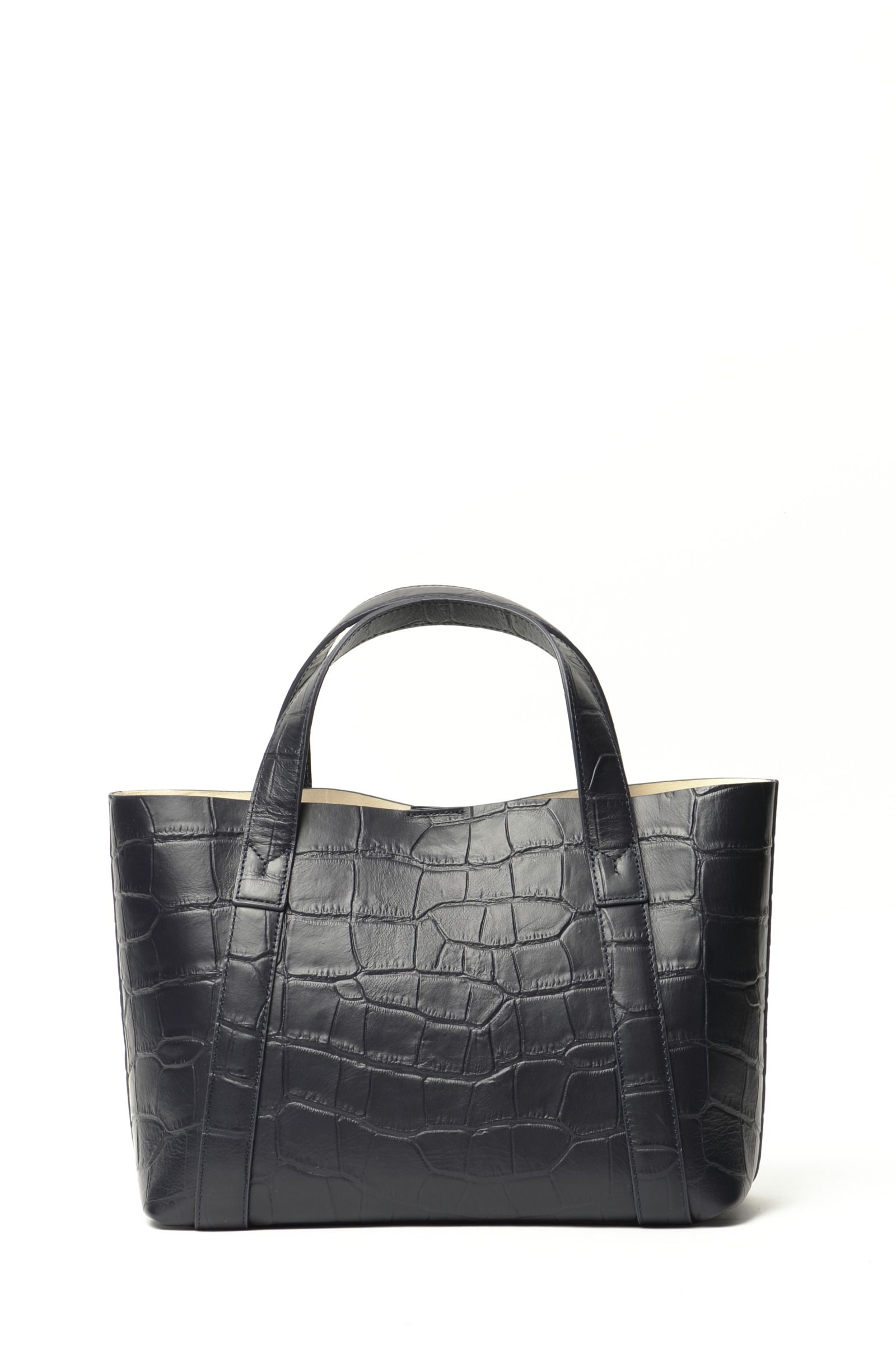 PELLE MORBIDA - Tela Marinaシリーズ クロコ型押しレザー ミニトート