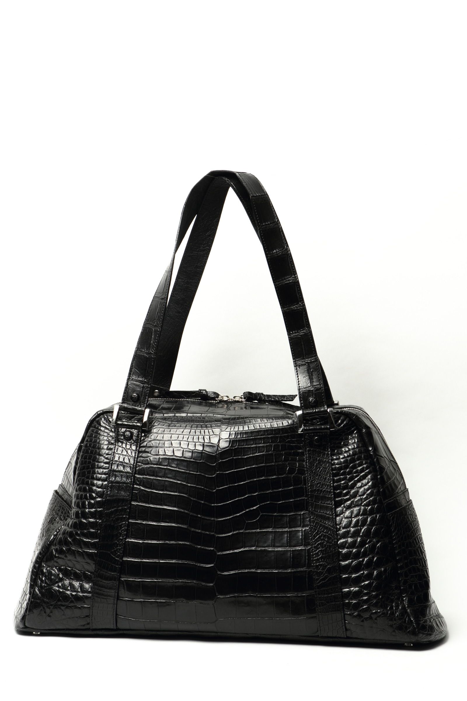 ZAO - マットラージクロコ (ノバギニア) ボストンバッグ / ブラック