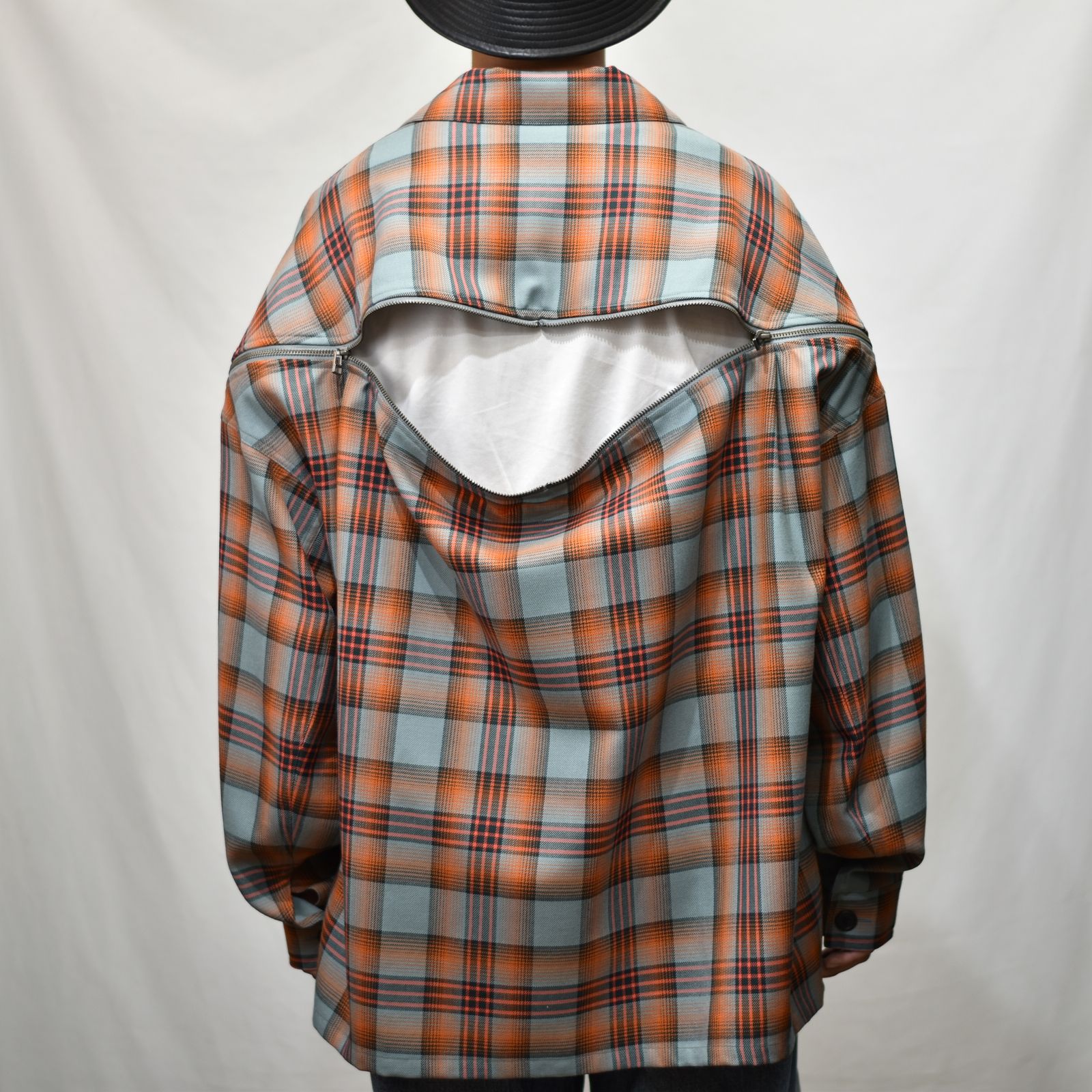 FACETASM - CHECK ZIPPER SHIRT （ORANGE×BLUE） / チェック柄