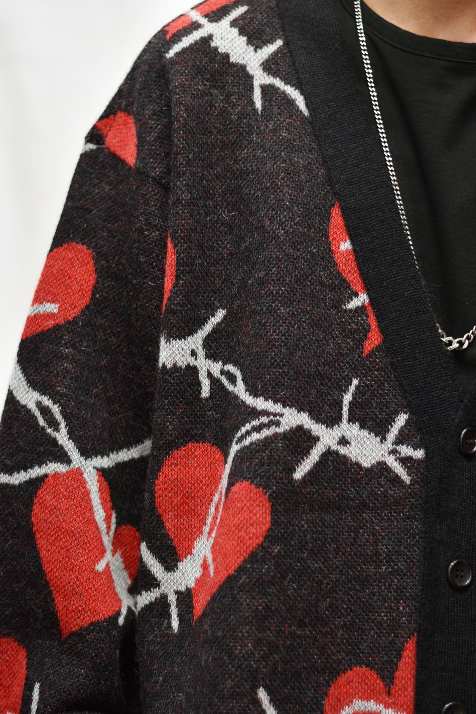 el conductorH - MOHAIR KNIT CARDIGAN `HEARTS (BK) | chord online store