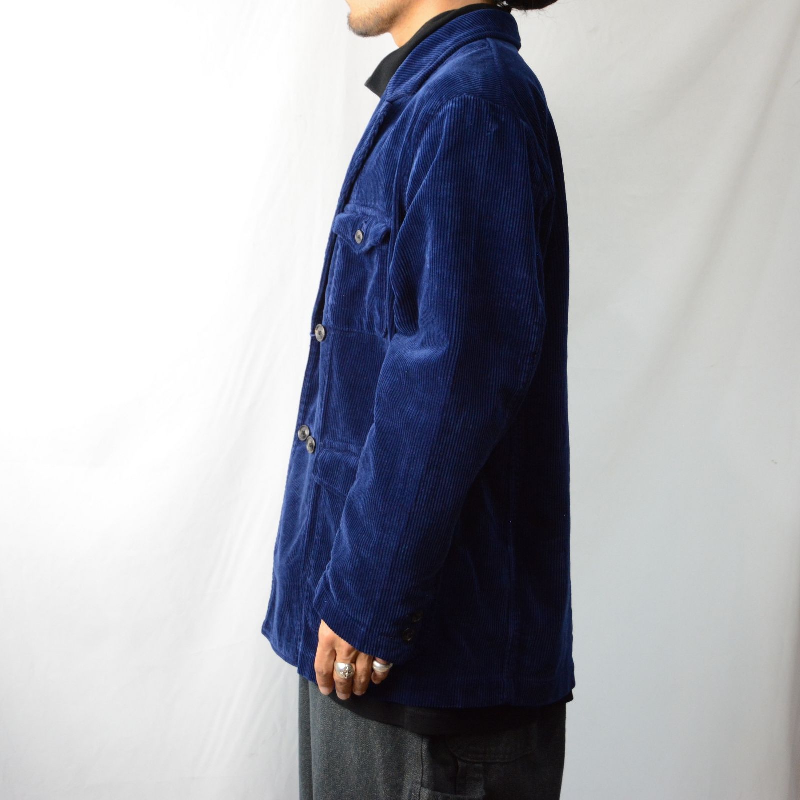 Porter Classic - CORDUROY DOUBLE TAILORED JACKET (BLUE