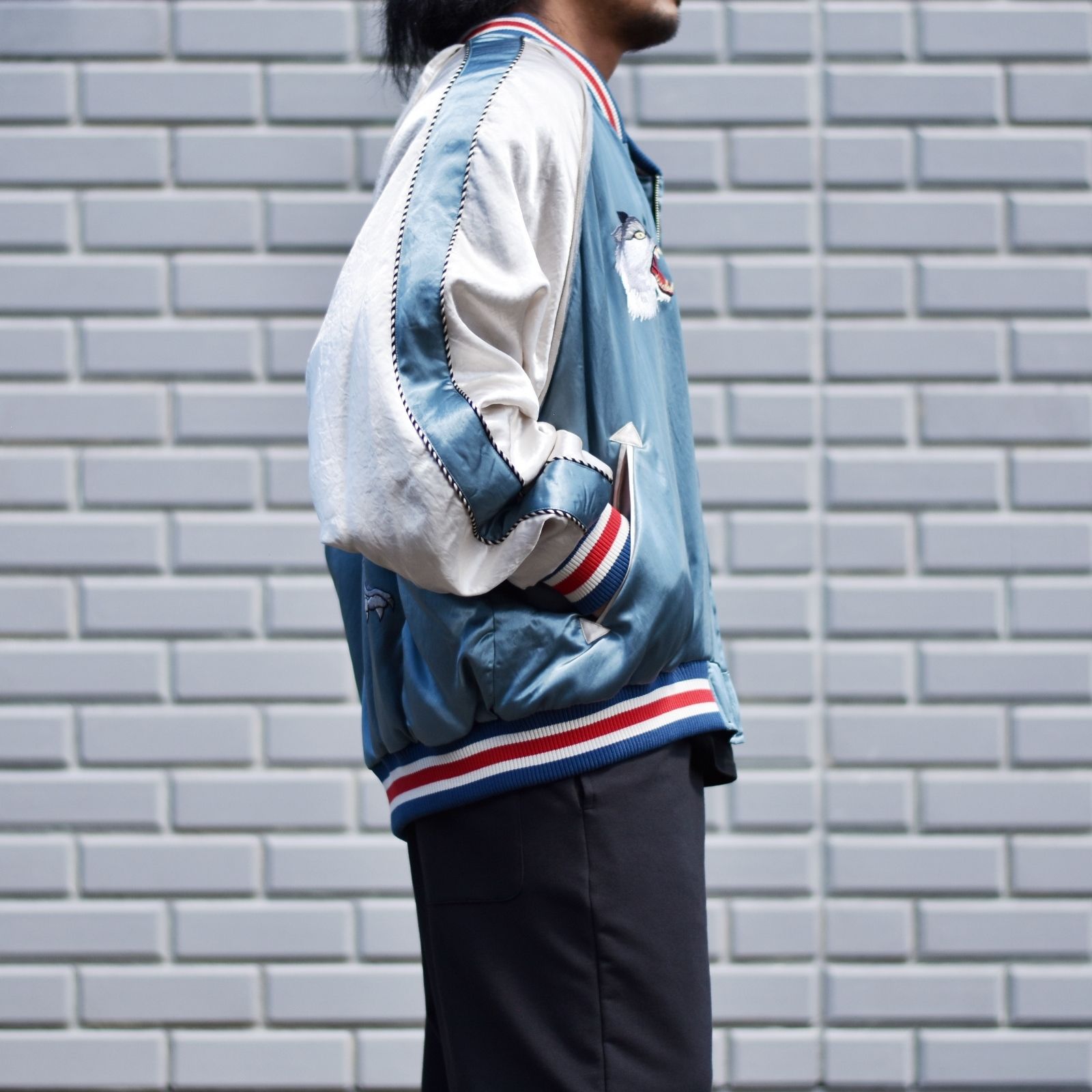 el conductorH - WOLF EMBROIDERED SOURVENIR JKT (NV/BE