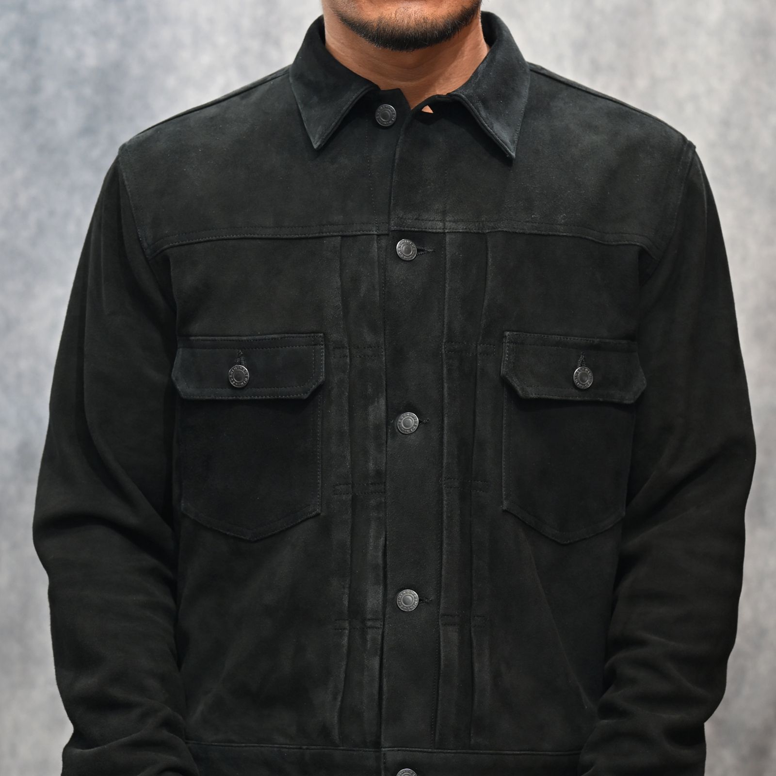 MINEDENIM - Sheep Suede Trucker JKT （BLK） / シープスエード