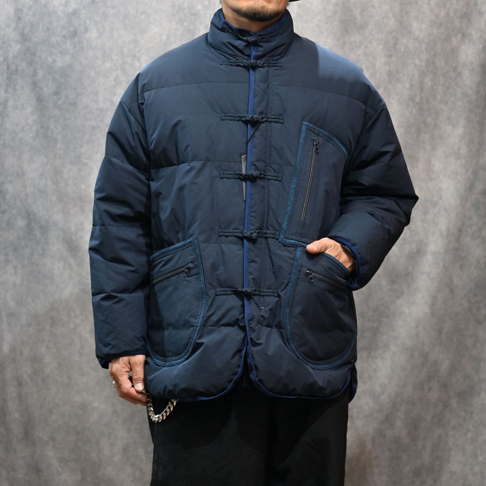 Porter Classic - WEATHER CHINESE DOWN JACKET （NAVY）｜チャイナ