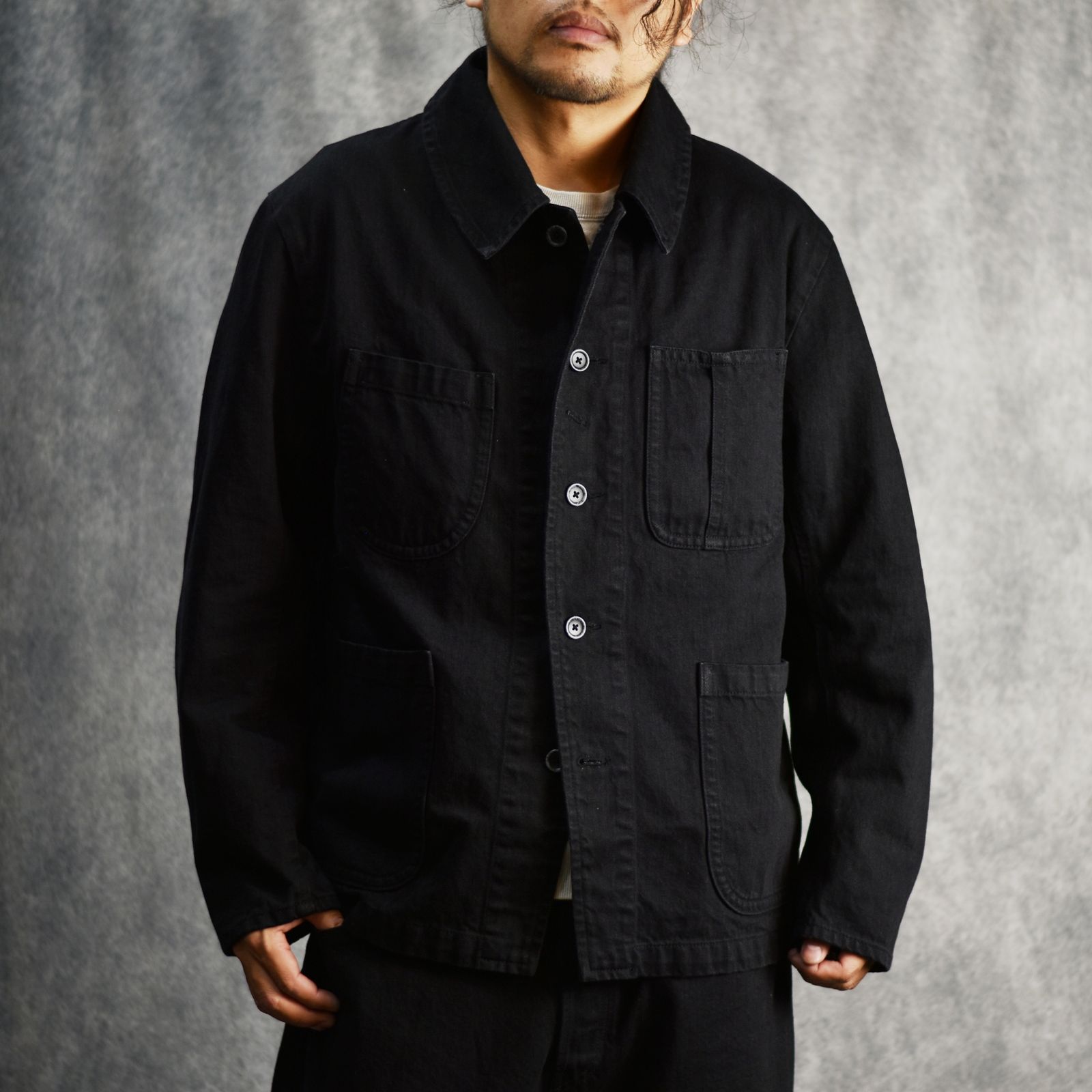 Porter Classic - STEINBECK DENIM FRENCH JACKET (BLACK) / デニム