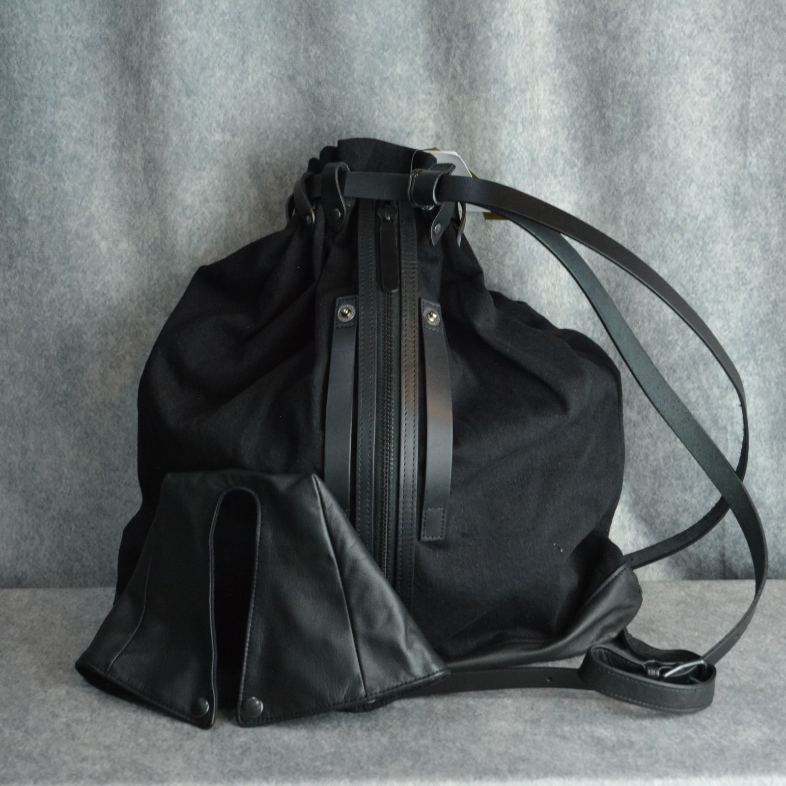 yohji yamamoto - KATSURAGI DENIM BIO DRAWSTRING BACK PAC （BLACK