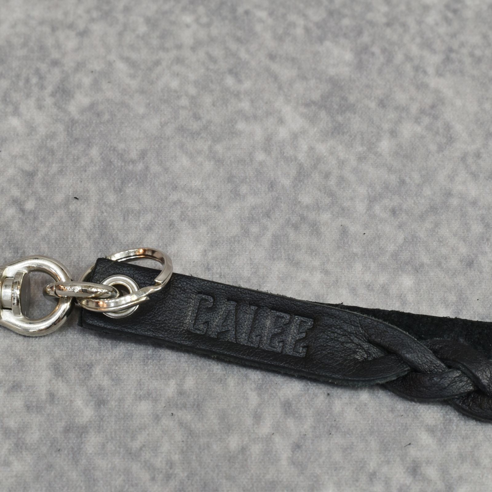 CALEE - STUDS & KNITTING LEATHER LONG KEY RING ＜TYPE B＞ (BLACK