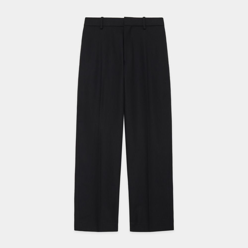 MARKAWARE - FLAT TAPERED TROUSERS - BLACK / オーガニックコットン