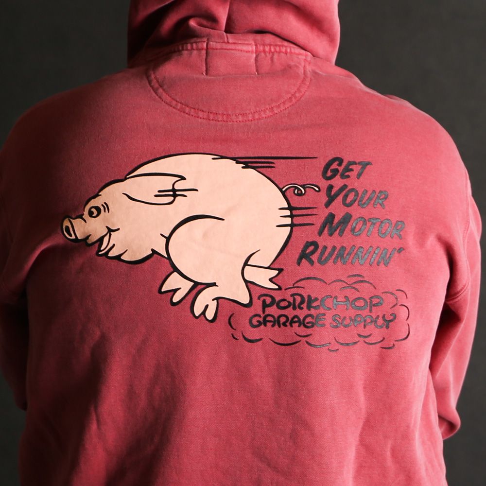 PORKCHOP - RUNNING LOGO HOODIE - CRIMSON RED / プルオーバー