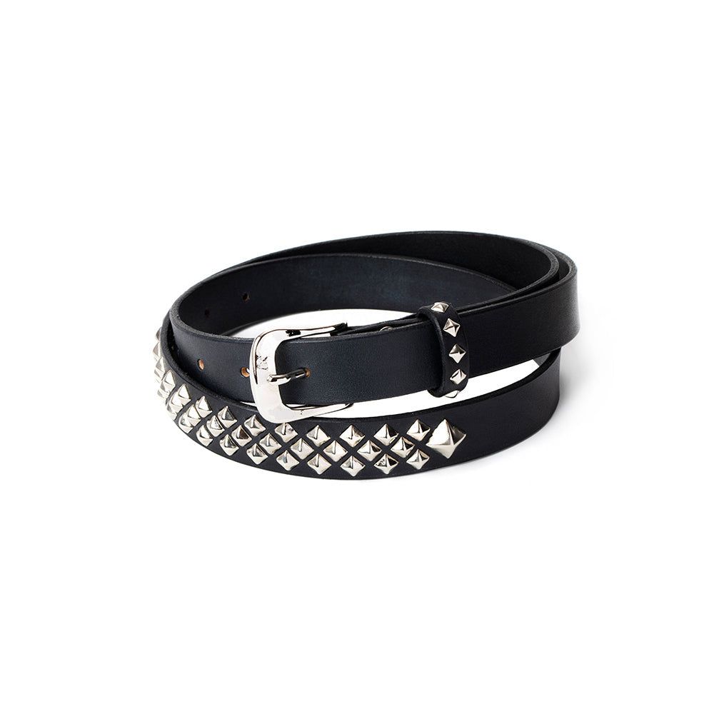 CALEE - STUDS LEATHER NARROW BELT / スタッズ レザー ベルト / CL