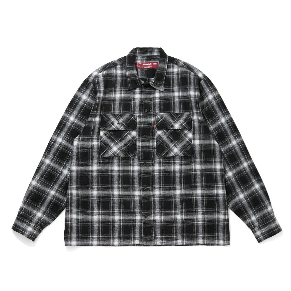 HideandSeek - Ombre Check L/S Shirt (26ss) - BLK / オンブレ