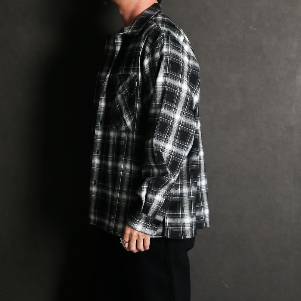 HideandSeek - Ombre Check L/S Shirt (26ss) - BLK / オンブレ