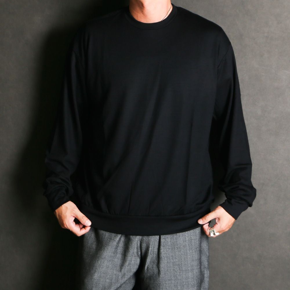marka - CREW NECK - BLACK / ウォッシャブルウール天竺 - クルー