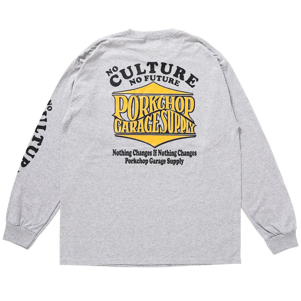 PORKCHOP - WAVE LOGO L/S TEE - GRAY / ロングスリーブTシャツ