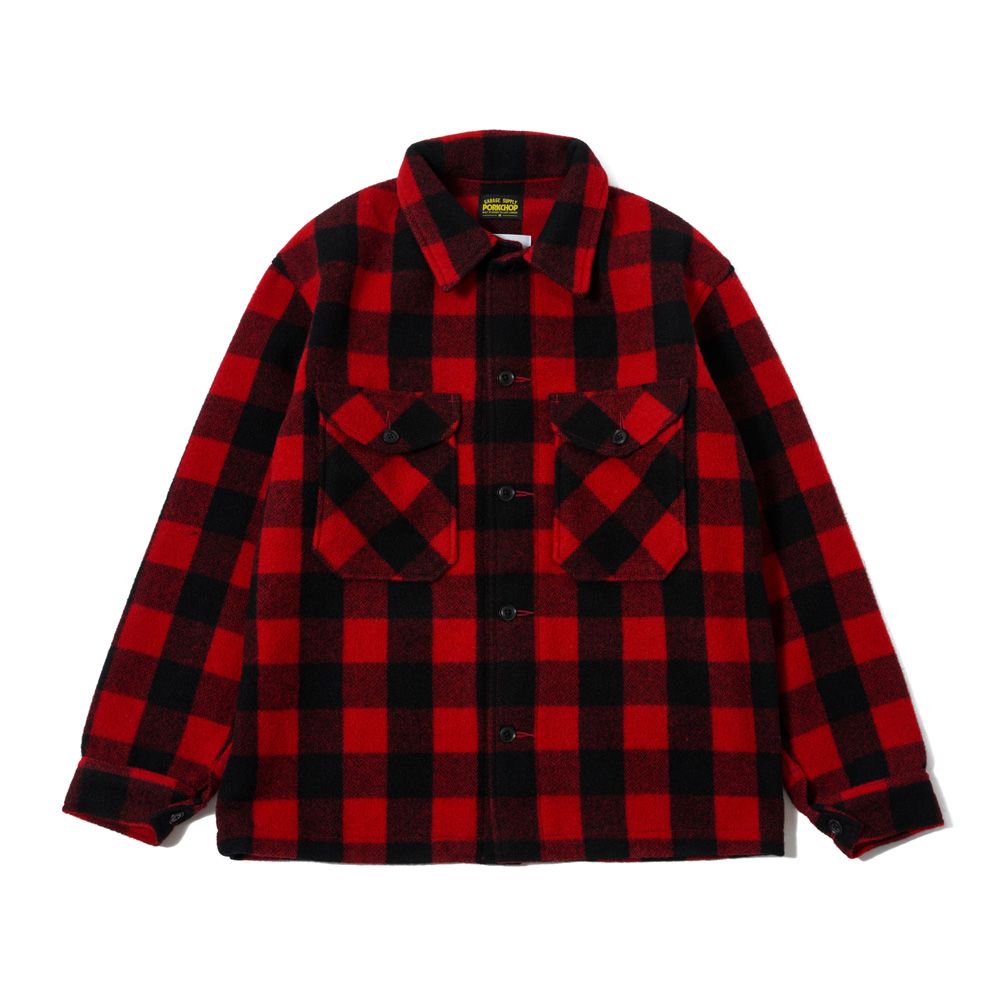 MASSES - × PORKCHOP / WOOL JACKET P - Red × Black / バッファロー