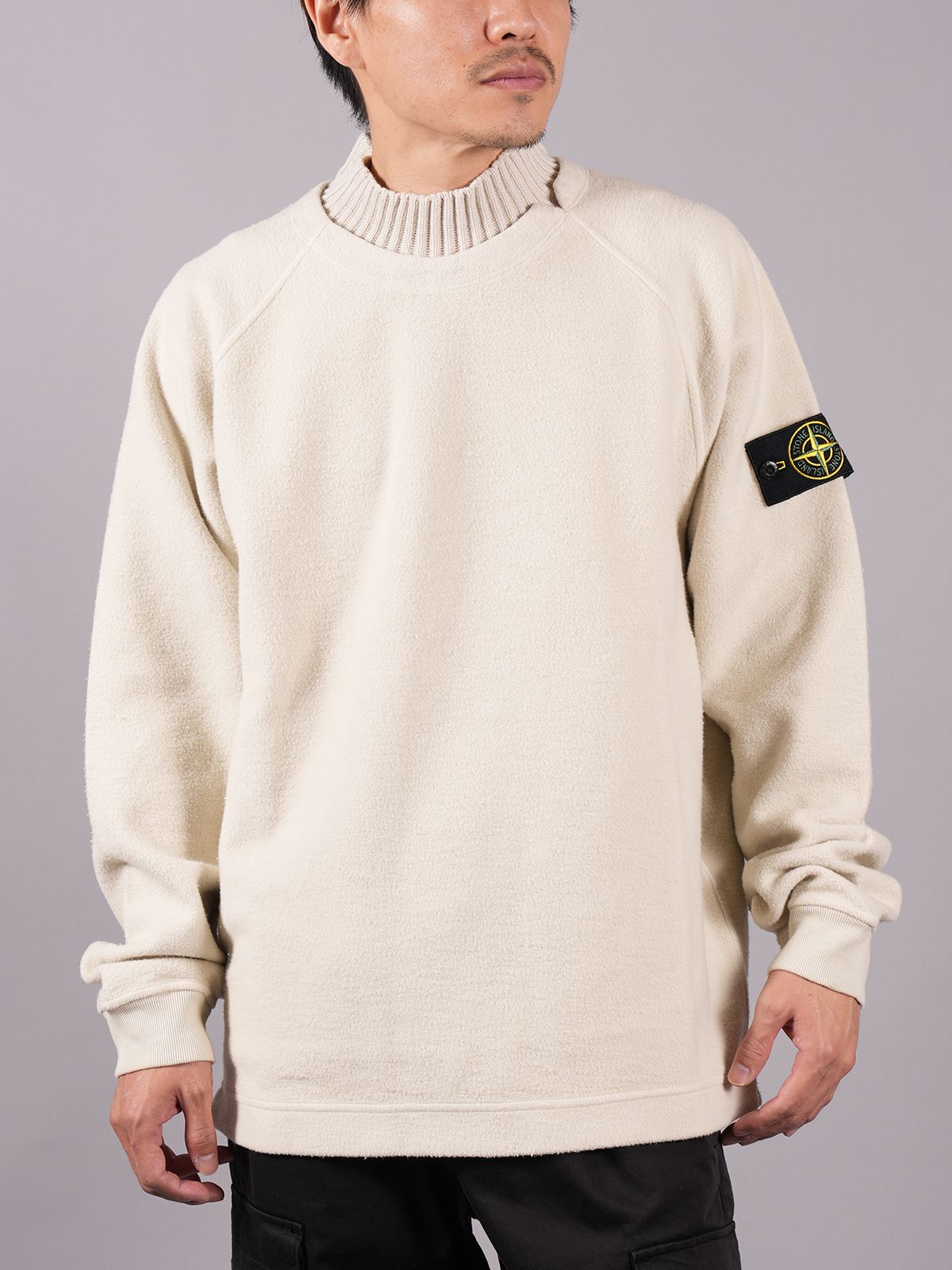 STONE STONE ISLAND ホワイト クルーネック スウェット ISLAND