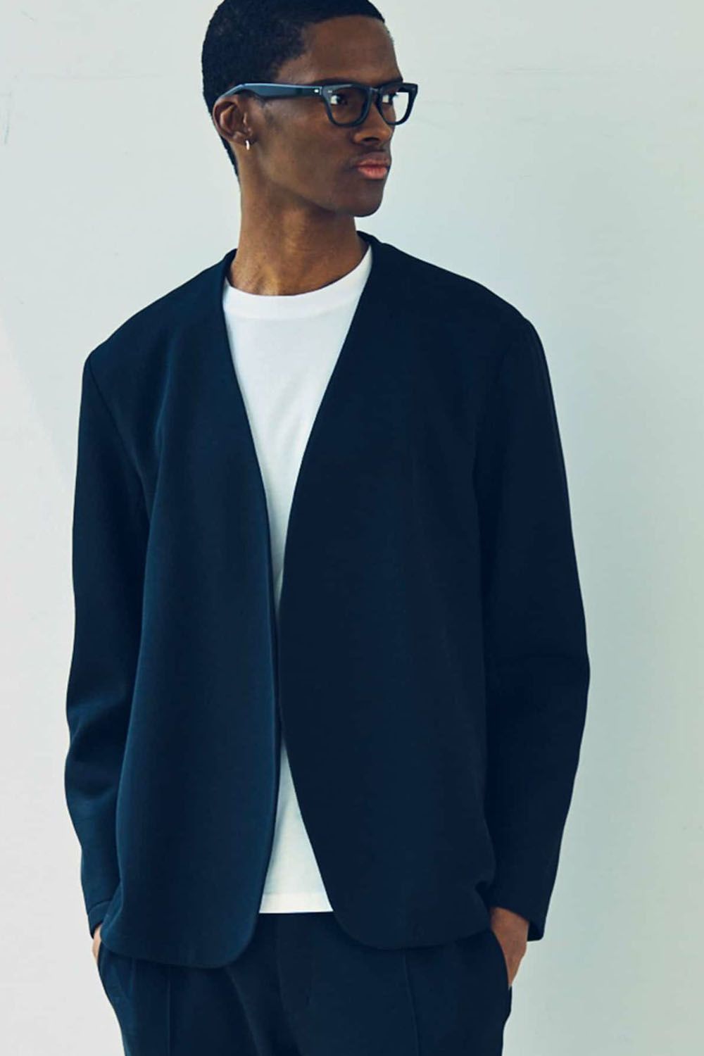 1PIU1UGUALE3 RELAX - COLLARLESS CUT AND SEW JACKET / ノーカラー