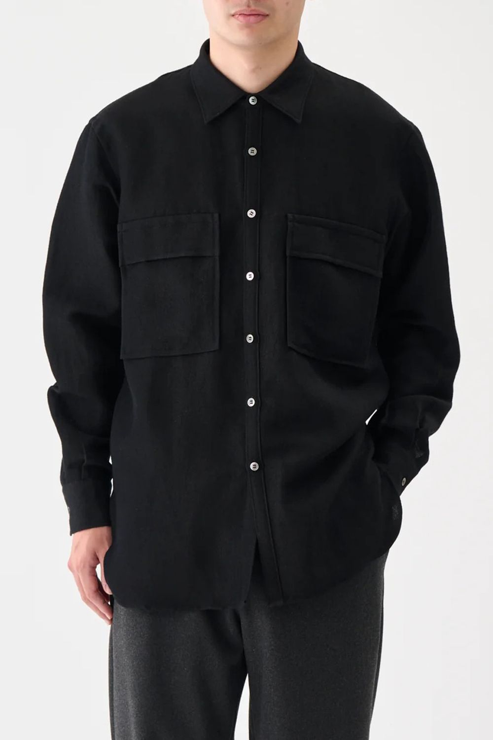 colon - WL TUMBLER / ウールリネン ダブルポケットシャツ (ブラック