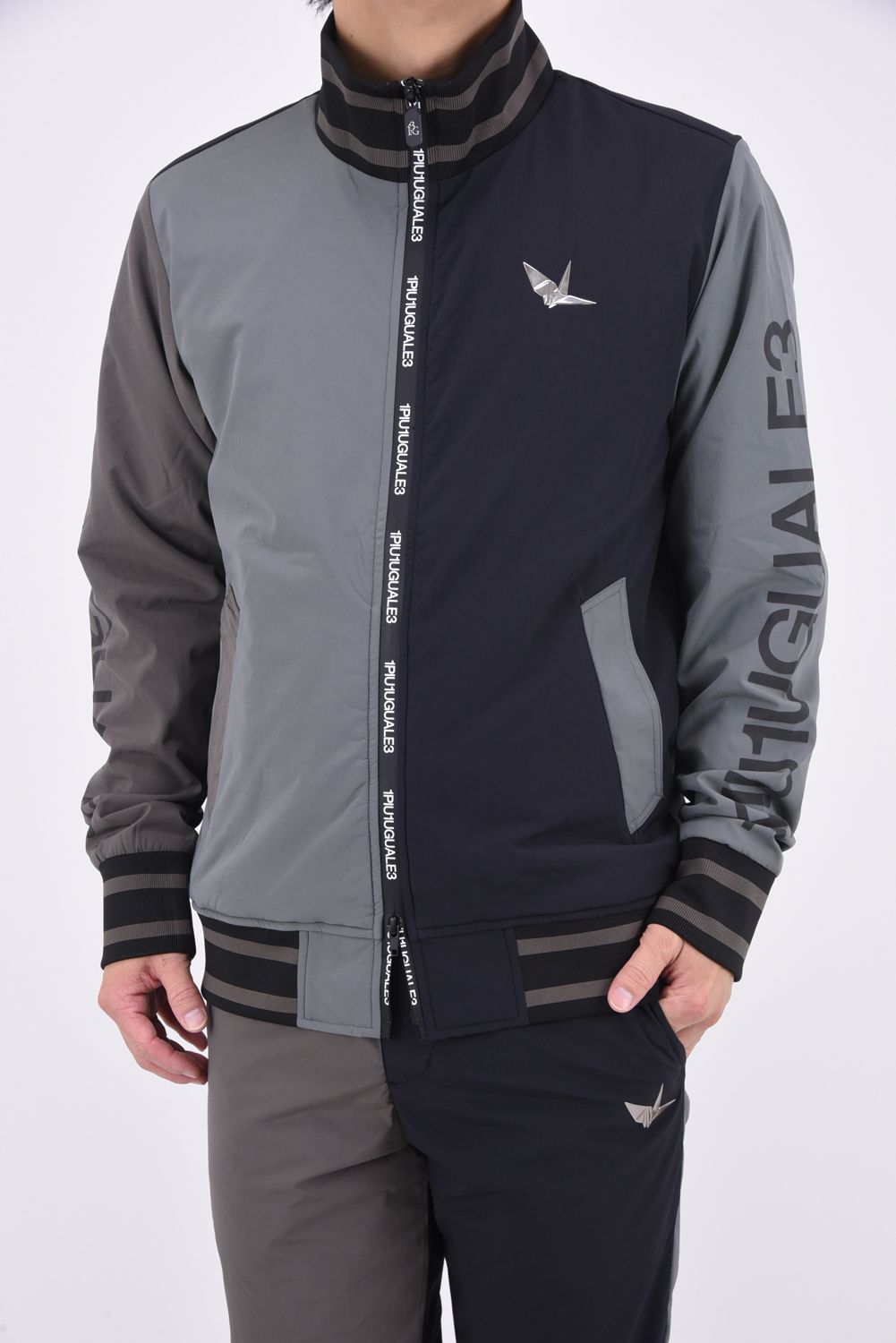 1PIU1UGUALE3 GOLF - CRAZY TRACK JACKET / ロゴ クレイジーパターン