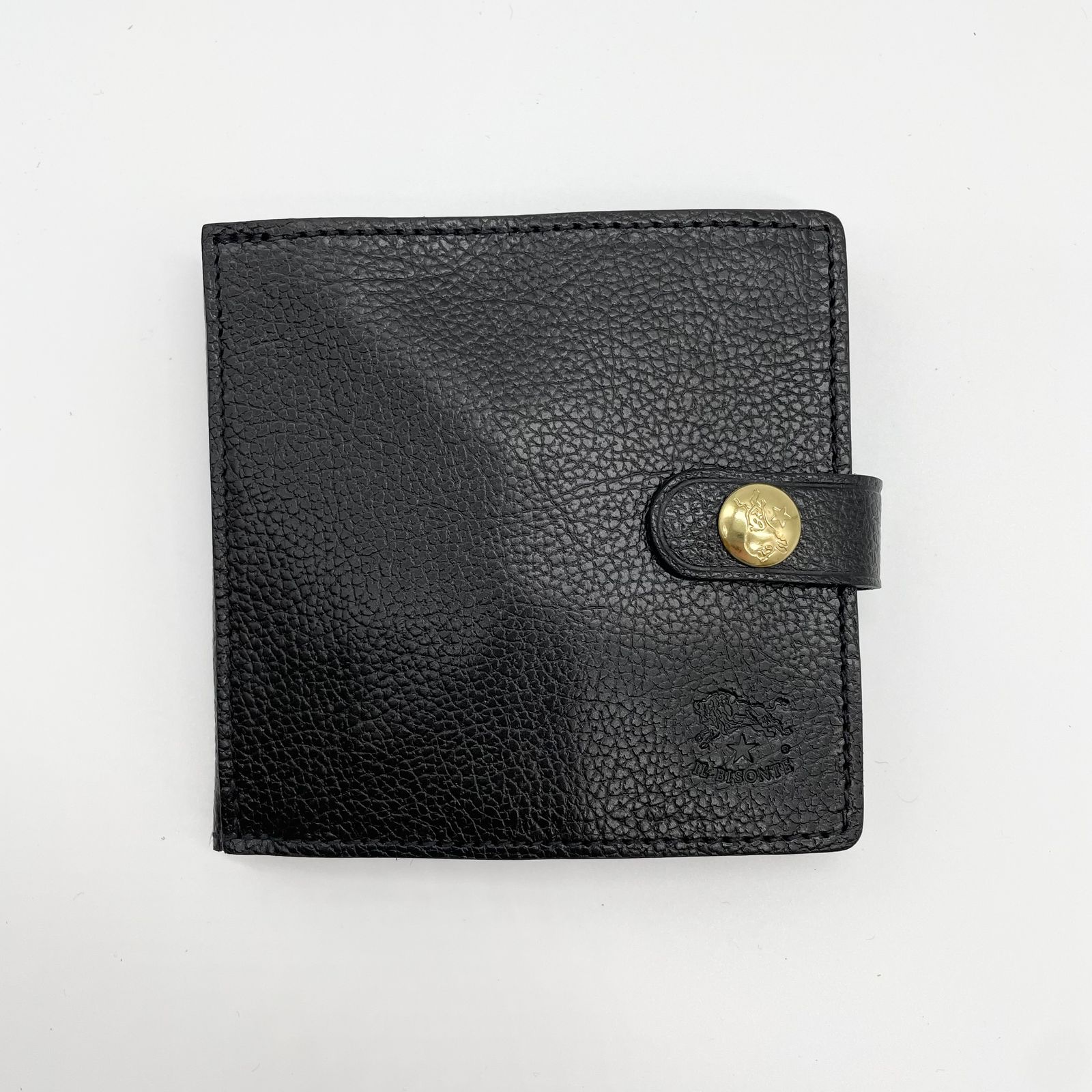 IL BISONTE - ウォレット/ スナップボタン二つ折り財布/ブラック