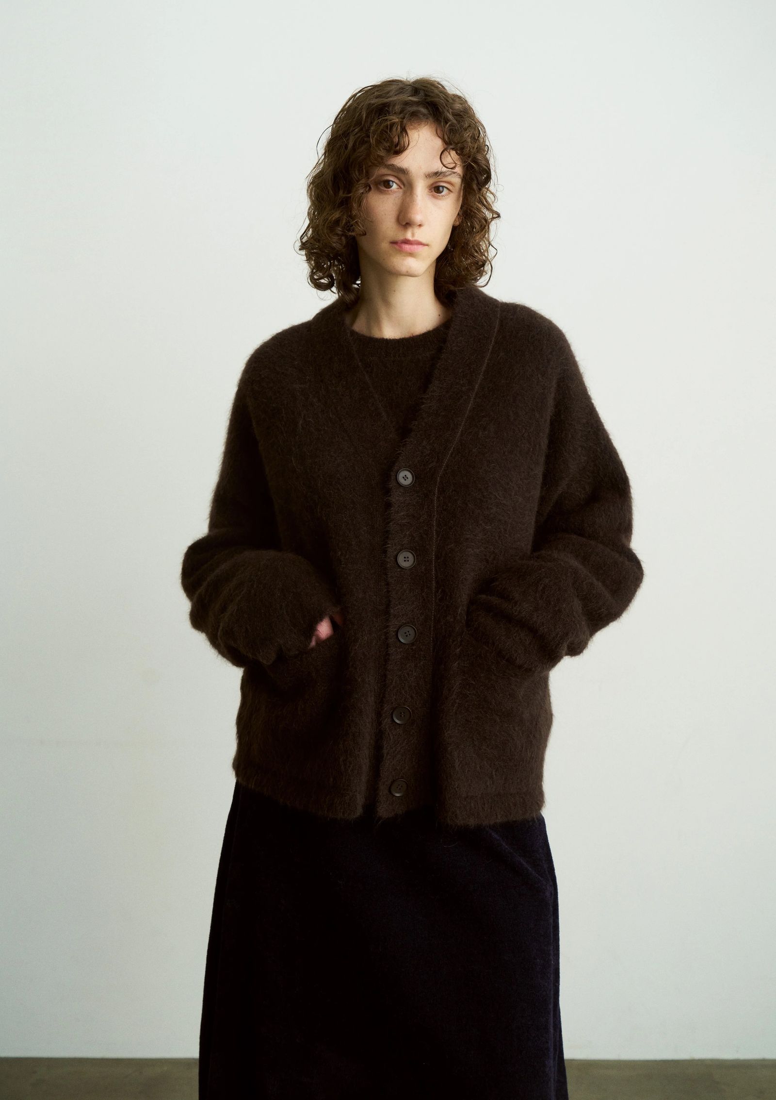 unfil - STRETCH SUPERKID MOHAIR C/D / モヘヤニットカーディガン