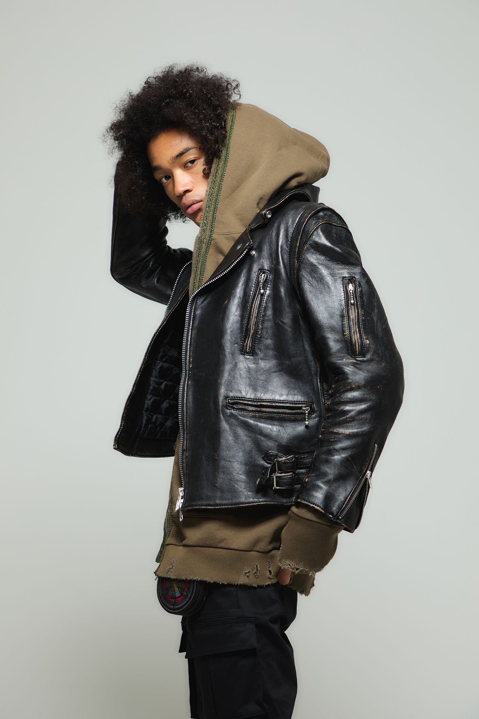 blackmeans - 945-80TJ432-1 / レザー ライダースジャケット (BLACK