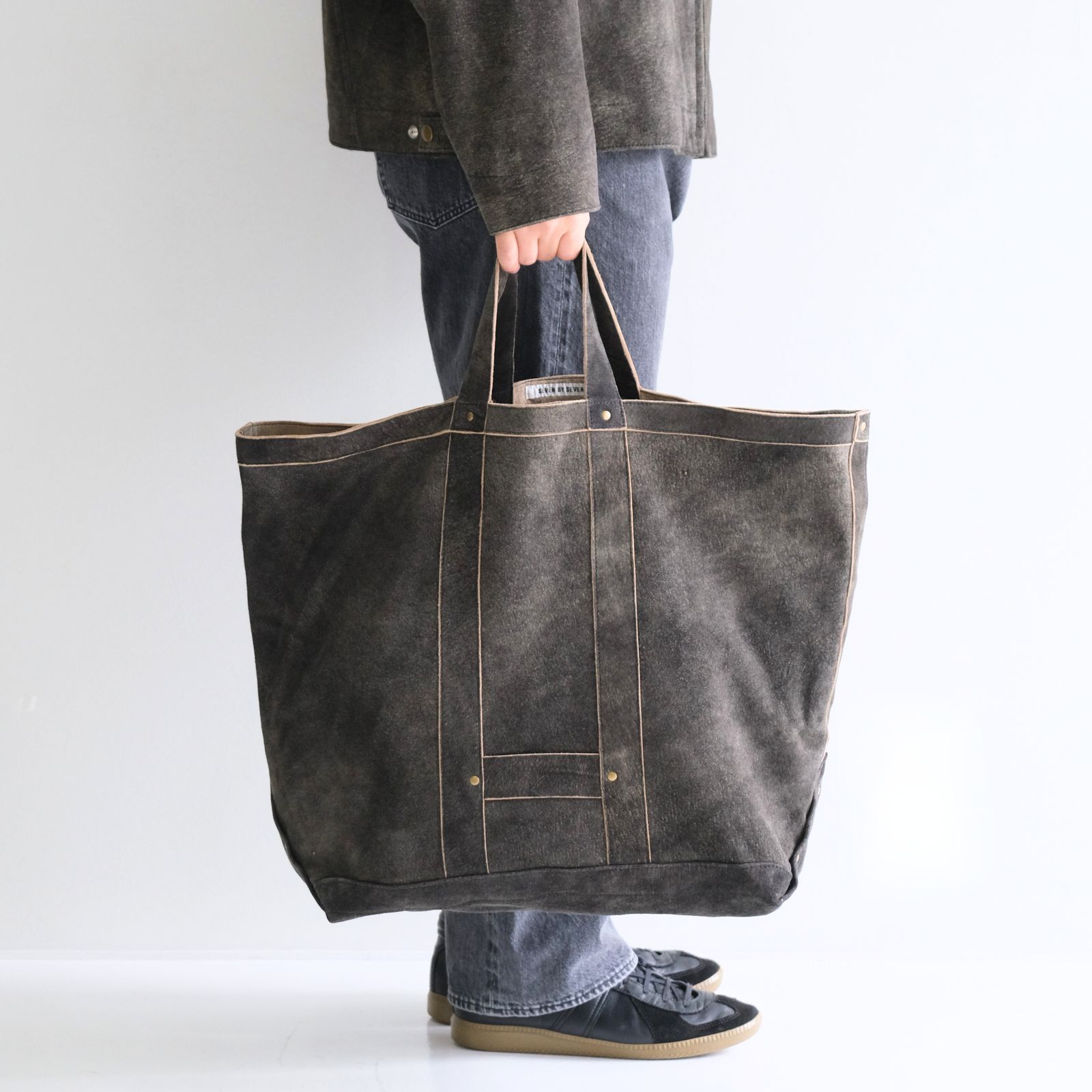 SEVEN BY SEVEN - LEATHER TOTE BAG ‐Goat suede Antique finish
