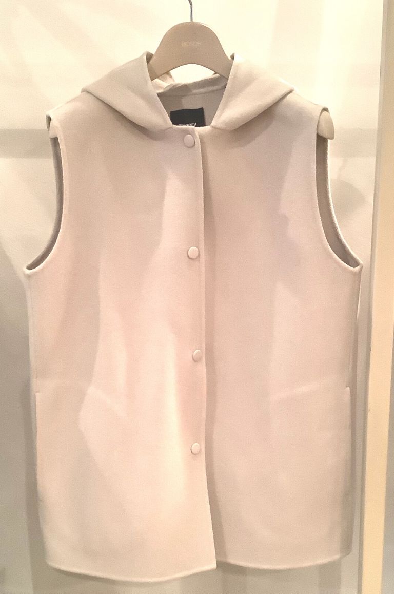 Theory - フード付きベスト (アイボリー) ウール / ポケット付き