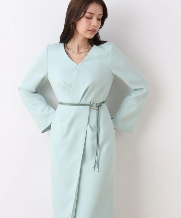 PINKY&DIANNE - タッククロスウエストワンピース(ミントグリーン