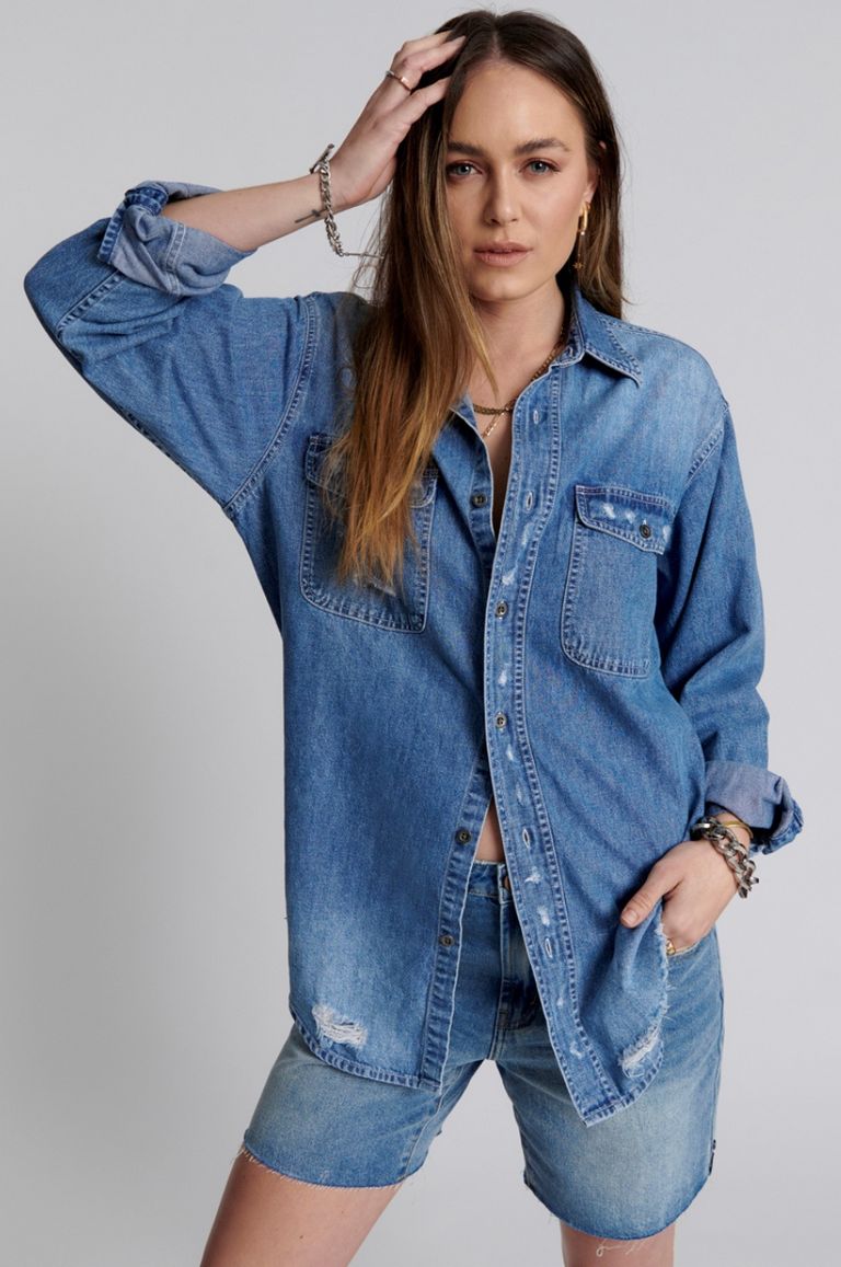 One Teaspoon - デニムシャツ / ダメージ加工 / オーバーサイズ