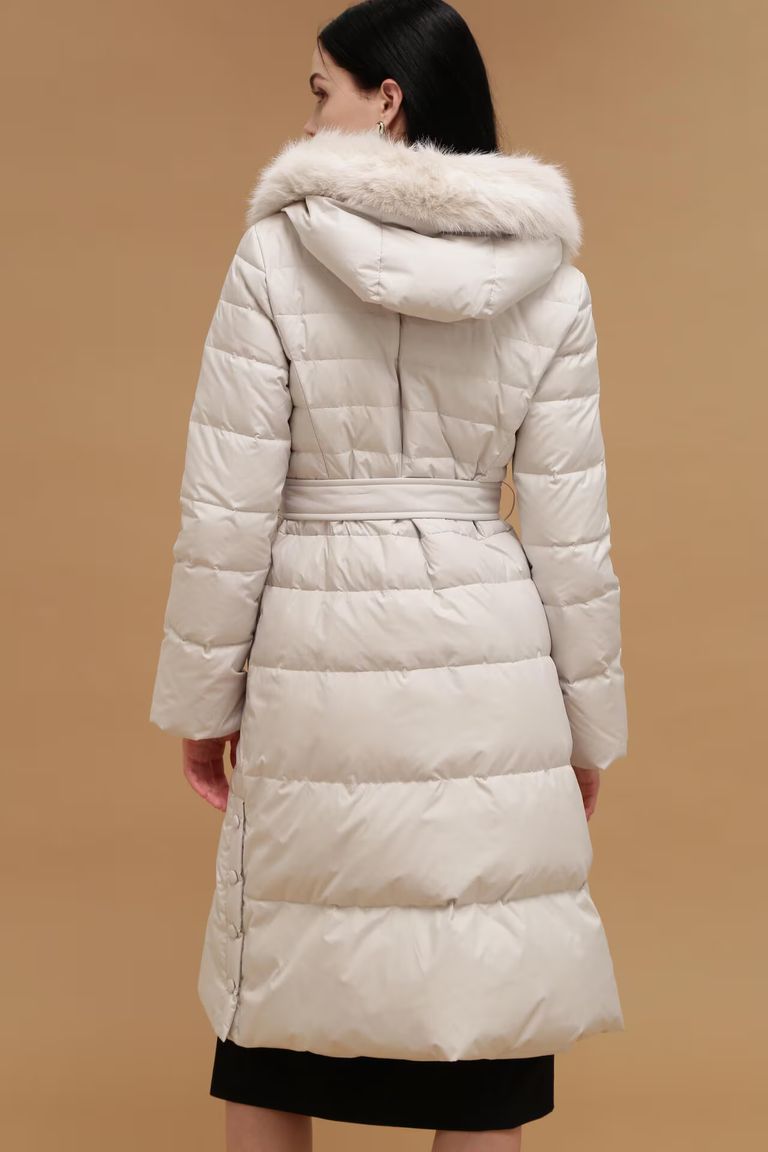 PINKY&DIANNE - タフタロングダウンコート (ホワイト) / フェザー