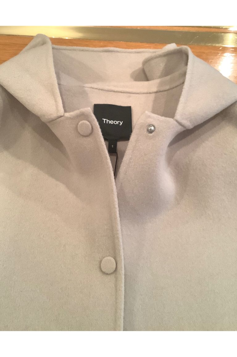 Theory - フード付きベスト (アイボリー) ウール / ポケット付き