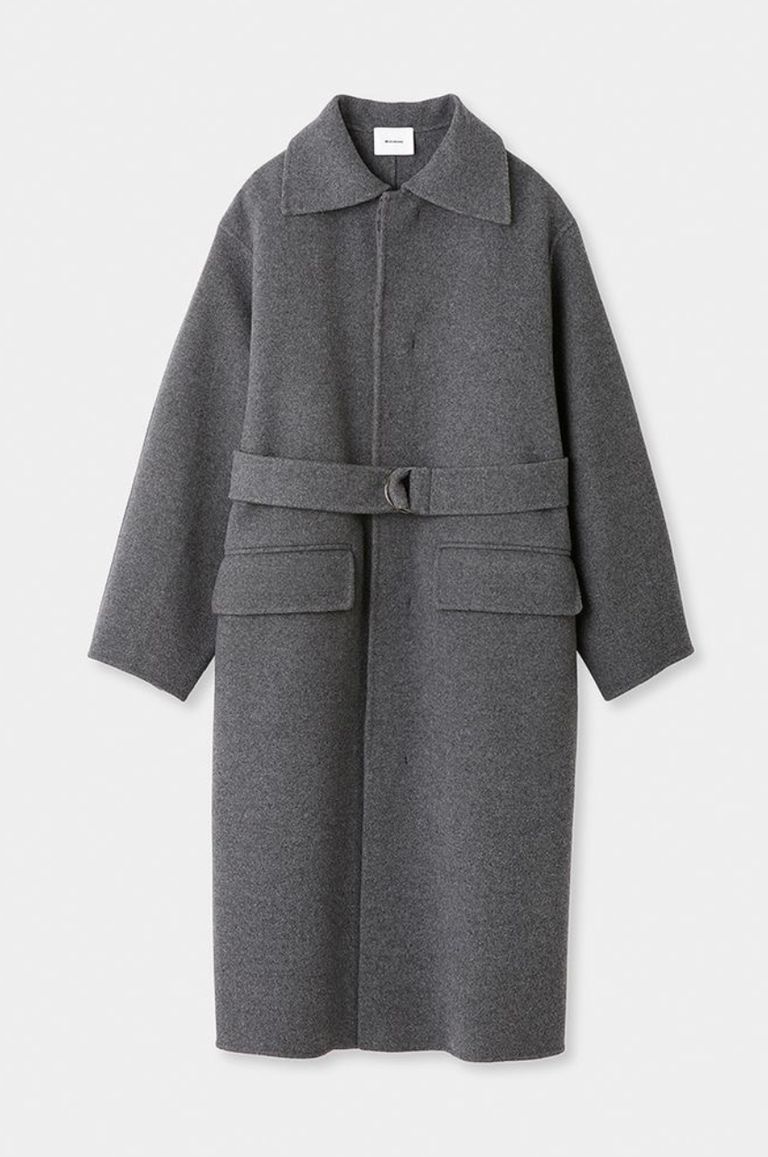 MIESROHE - ミドルコクーンマニッシュコート(グレー)ウール / 共ベルト