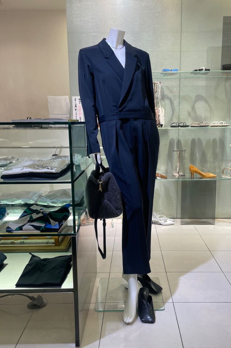 MIESROHE - マスキュリンジャンプスーツ(ネイビー) / ポリエステル